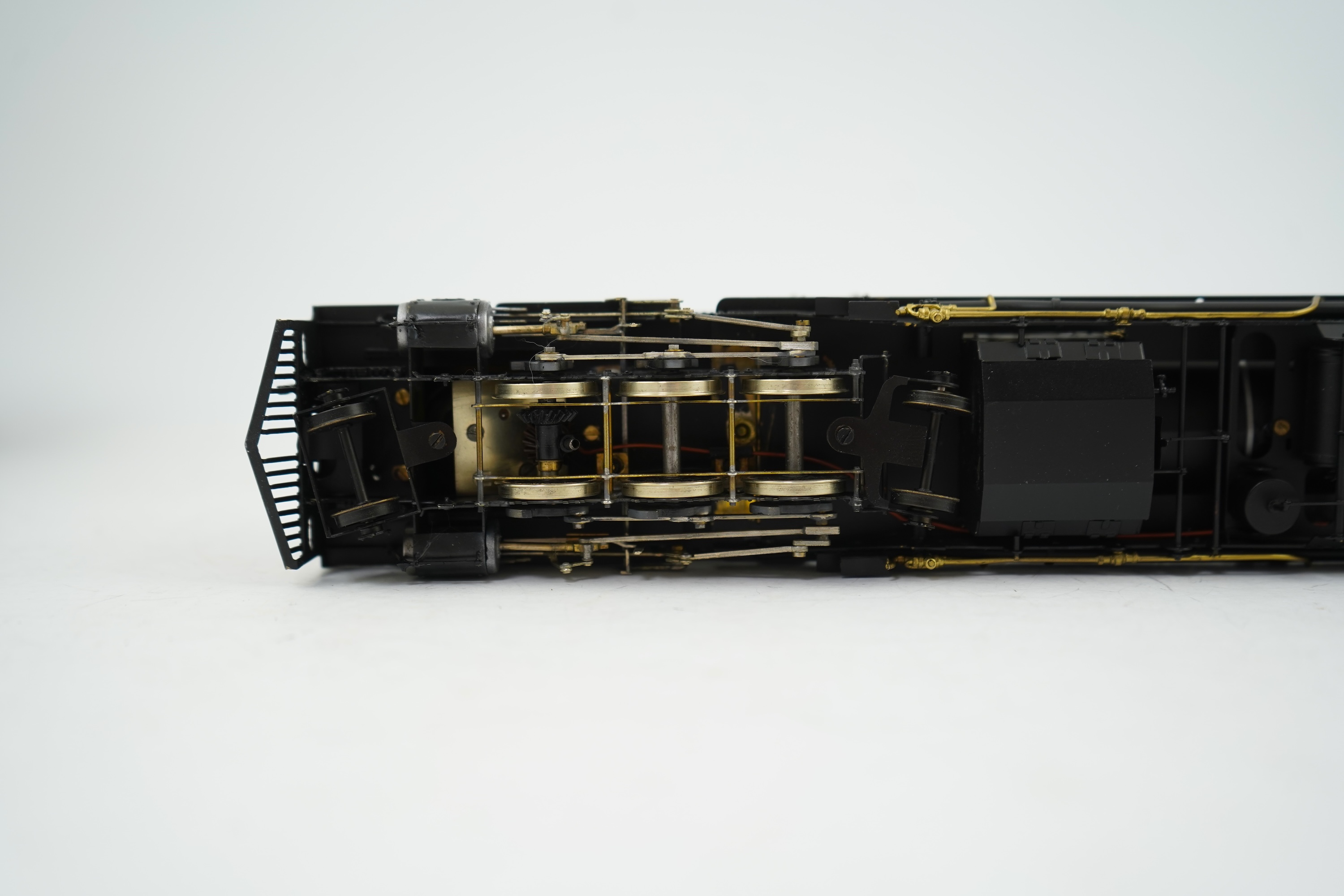 An On30 gauge (1:48 scale) 2-6-2+2-6-2 Beyer-Garratt locomotive, a finely detailed model, of painted brass, etc. construction, running on 00 gauge track and powered for two rail operation